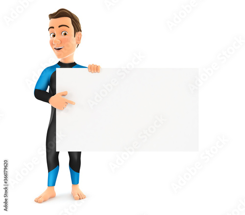 3d surfer pointing empty board