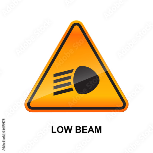 Low beam sign isolated on white background vector illustration.