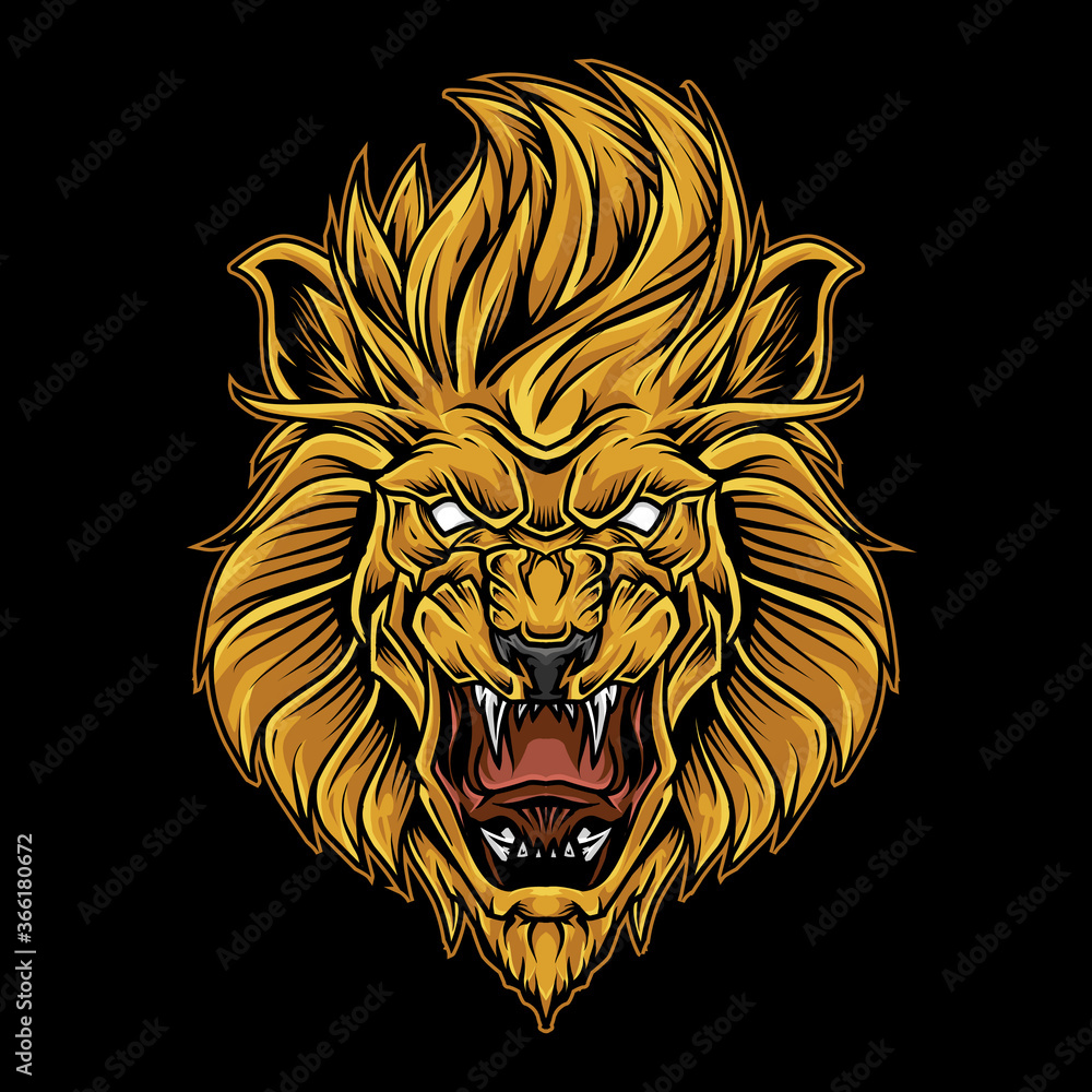 Lion Head Mascot Logo Illustration