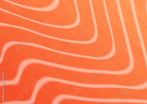 Salmon trout fish meat vector texture background. Sushi or sashimi japanese food ingredient, graphic wallpaper, realistic raw salmon meat closeup view. Orange textured fillet with white zigzag streaks