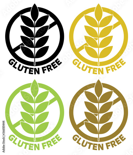 Gluten free vector icon logo in a variety of colours