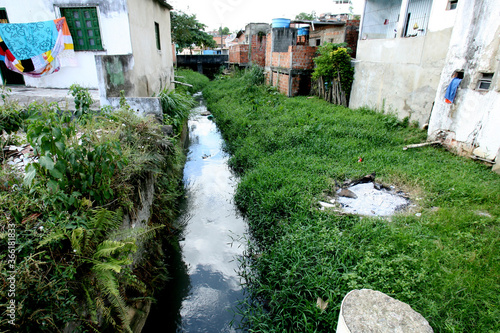 itabuna, bahia / brazil - april 23, 2012: corrego where the domestic sewage system is dumped in the city of Itabuna, in the south of Bahia. photo
