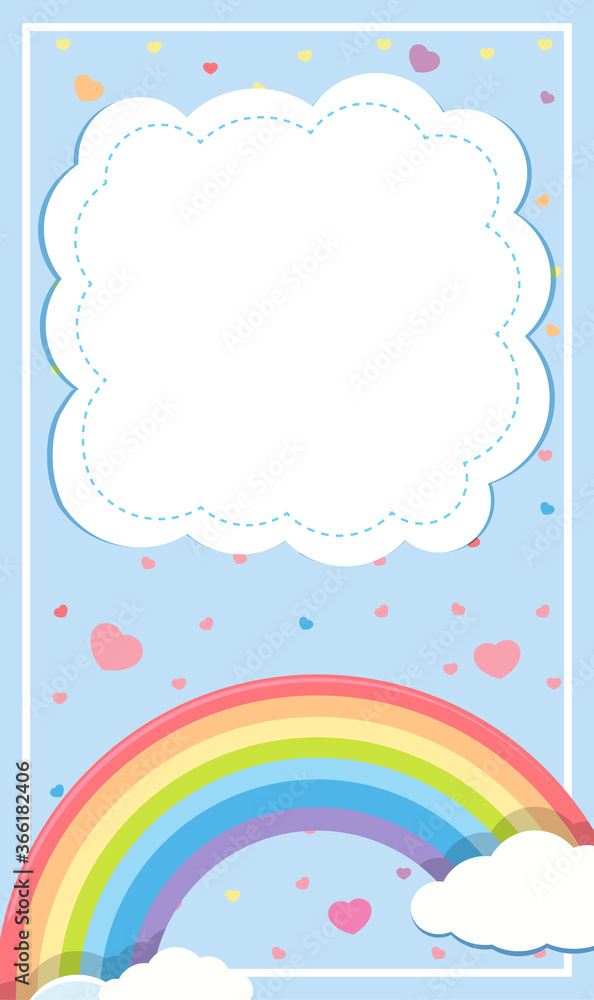Blank banner with rainbow sky theme on blue background Blank banner with rainbow sky theme on blue background