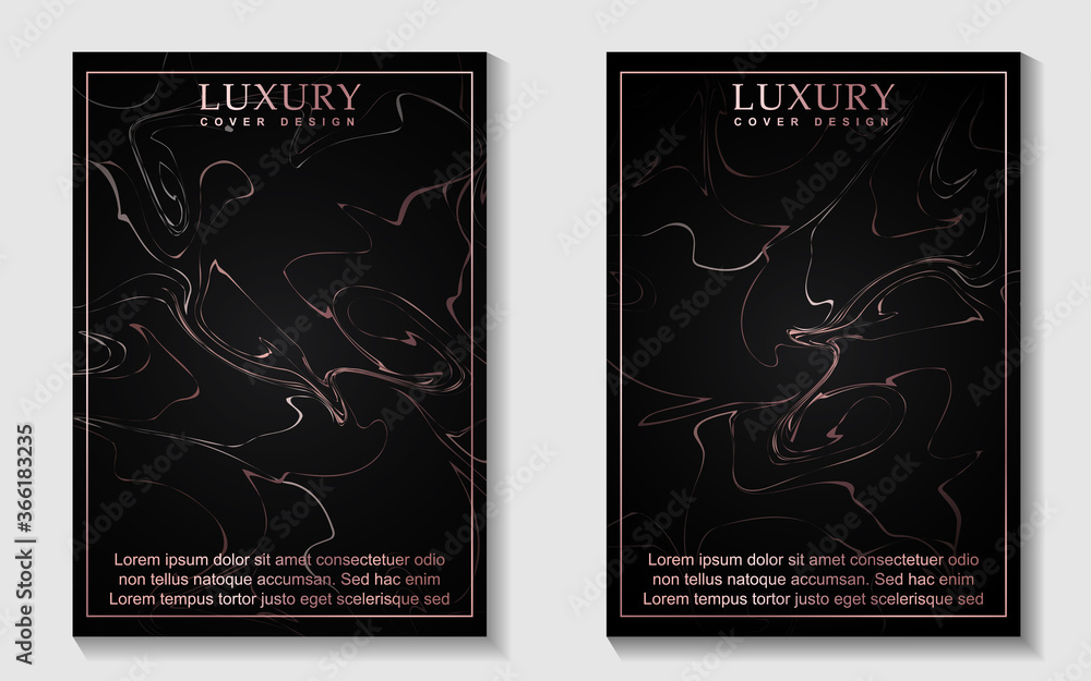 Collection of luxury covers design template with elegant rose gold element. Vector layout premium vip style for books, magazines, catalogs, poster celebration, flyer anniversary, package