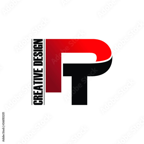 Letter PT simple monogram logo design vector