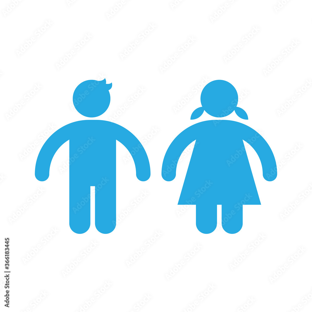 Children boy and girl icon design isolated on white background Children boy and girl icon design isolated on white background
