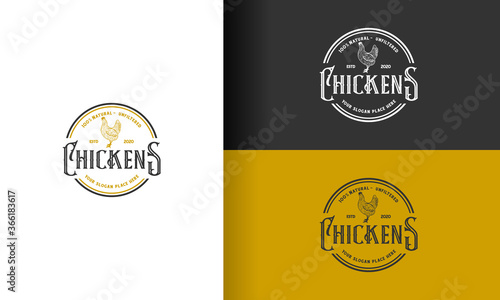 Chicken / rooster vintage logo design