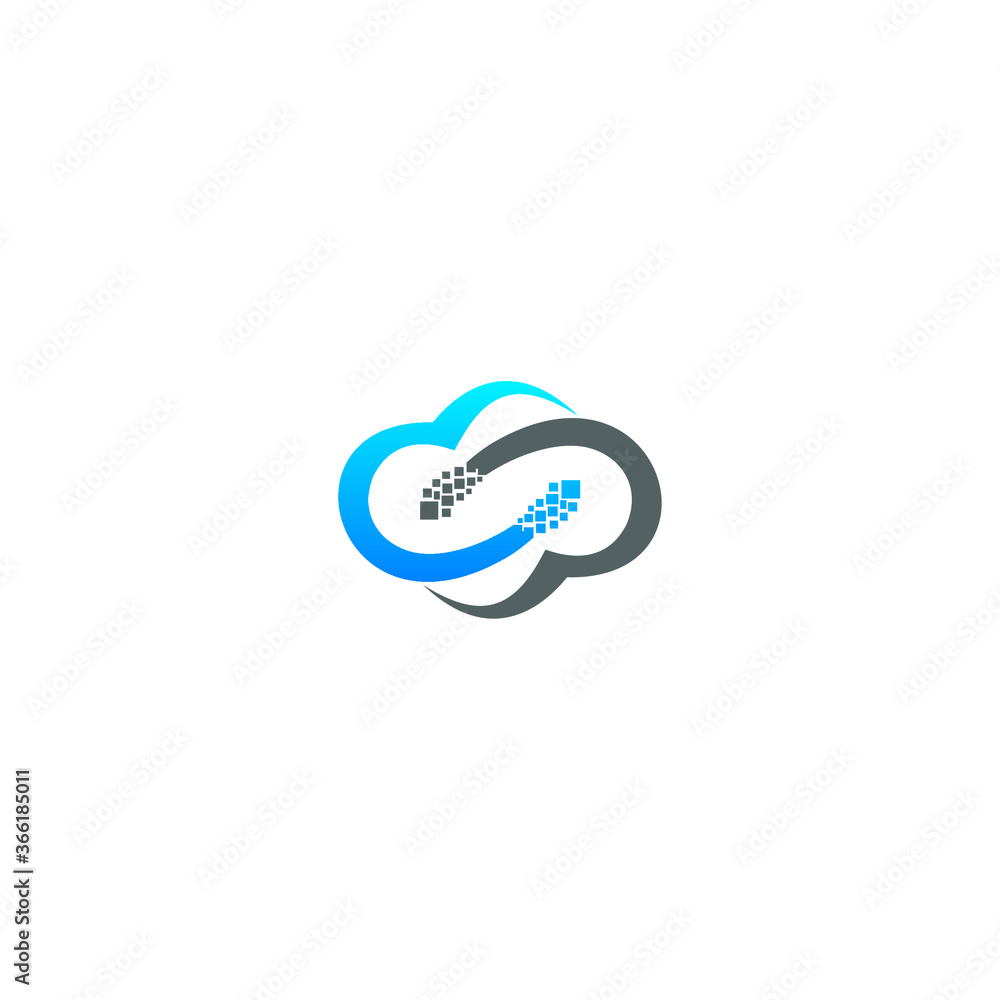 Fototapeta premium cloud database connection blue logo