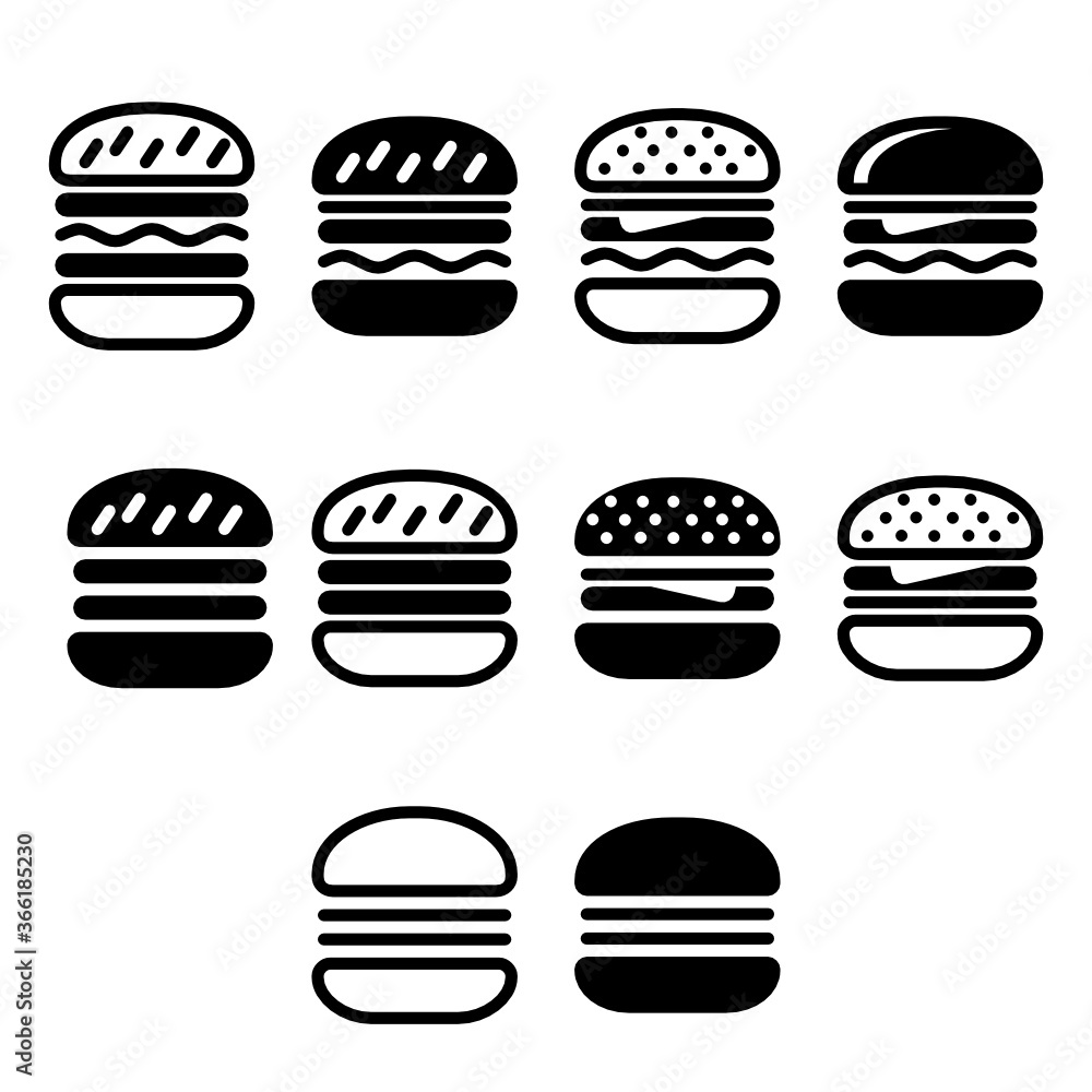 vector icons of a set of hamburger vector icons of a set of hamburger