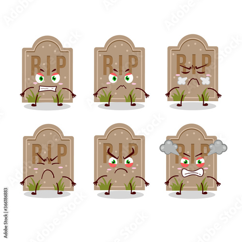 Tombstone cartoon character with various angry expressions