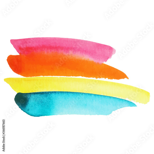 Watercolor art brush painted textured stripes set isolated vector background. Watercolor stroke underline set. Color swatch