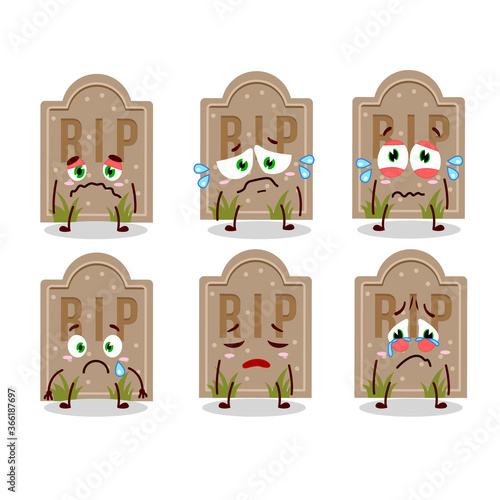 Tombstone in cartoon character with sad expression