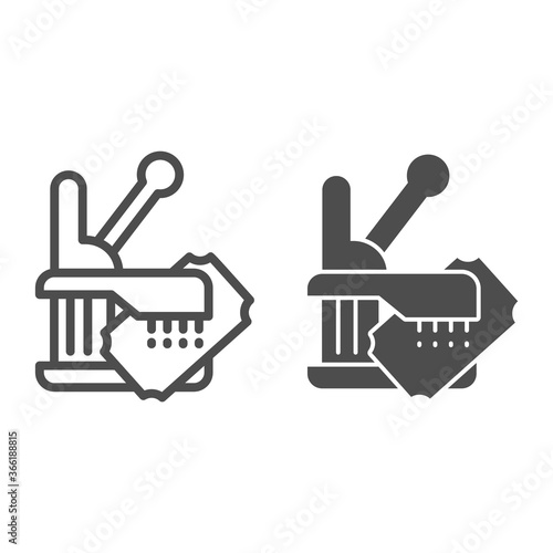 Ticket punch line and solid icon, Public transport concept, ticket with tear-off device sign on white background, one punched ticket icon in outline style for mobile and web design. Vector graphics.