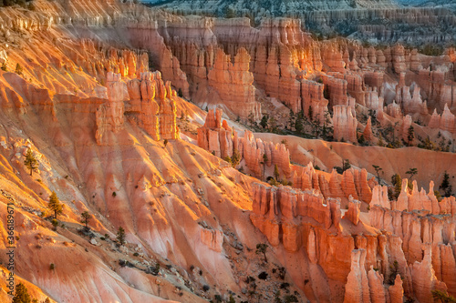 Bryce Canyon National Park, located in southwestern Utah. The park features a collection of giant natural amphitheaters and is distinctive due to geological structures called hoodoos.