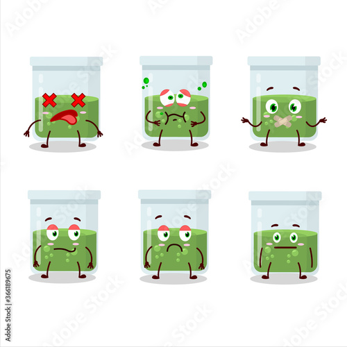 Green potion cartoon character with nope expression