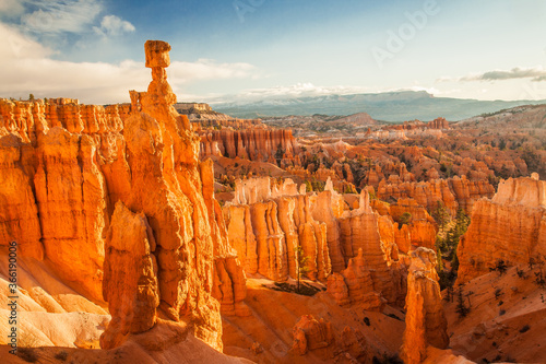 Thor's Hammer in Bryce Canyon National Park,Utah. The park features a collection of giant natural amphitheaters and is distinctive due to geological structures called hoodoos.