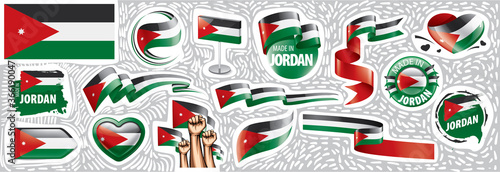 Fotografía Vector set of the national flag of Jordan in various creative designs