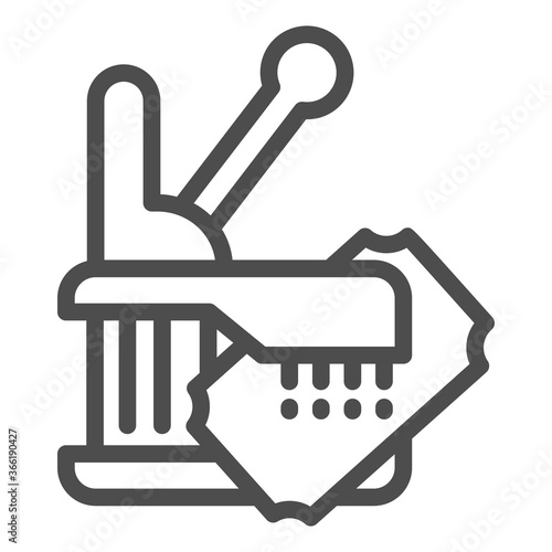 Ticket punch line icon, Public transport concept, ticket with tear-off device sign on white background,one punched ticket icon in outline style for mobile and web design. Vector graphics.