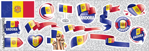 Vector set of the national flag of Andorra in various creative designs