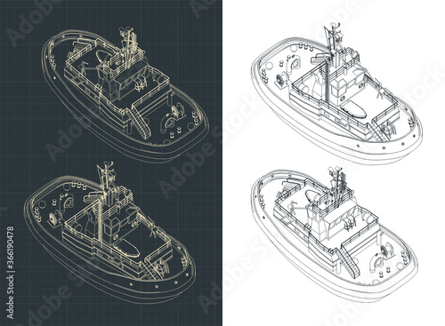 Tugboat isometric drawings