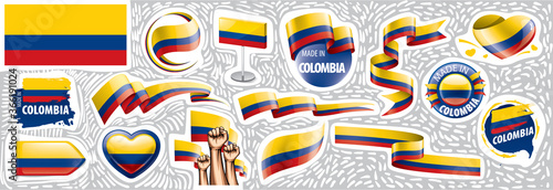 Vector set of the national flag of Colombia in various creative designs
