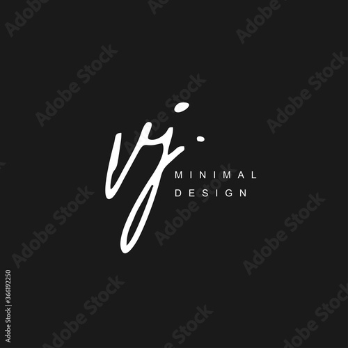 V J VJ Initial handwriting or handwritten logo for identity. Logo with signature and hand drawn style.