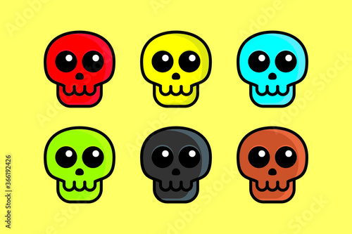 Wallpaper Mural skull set cute icon vector eps Torontodigital.ca