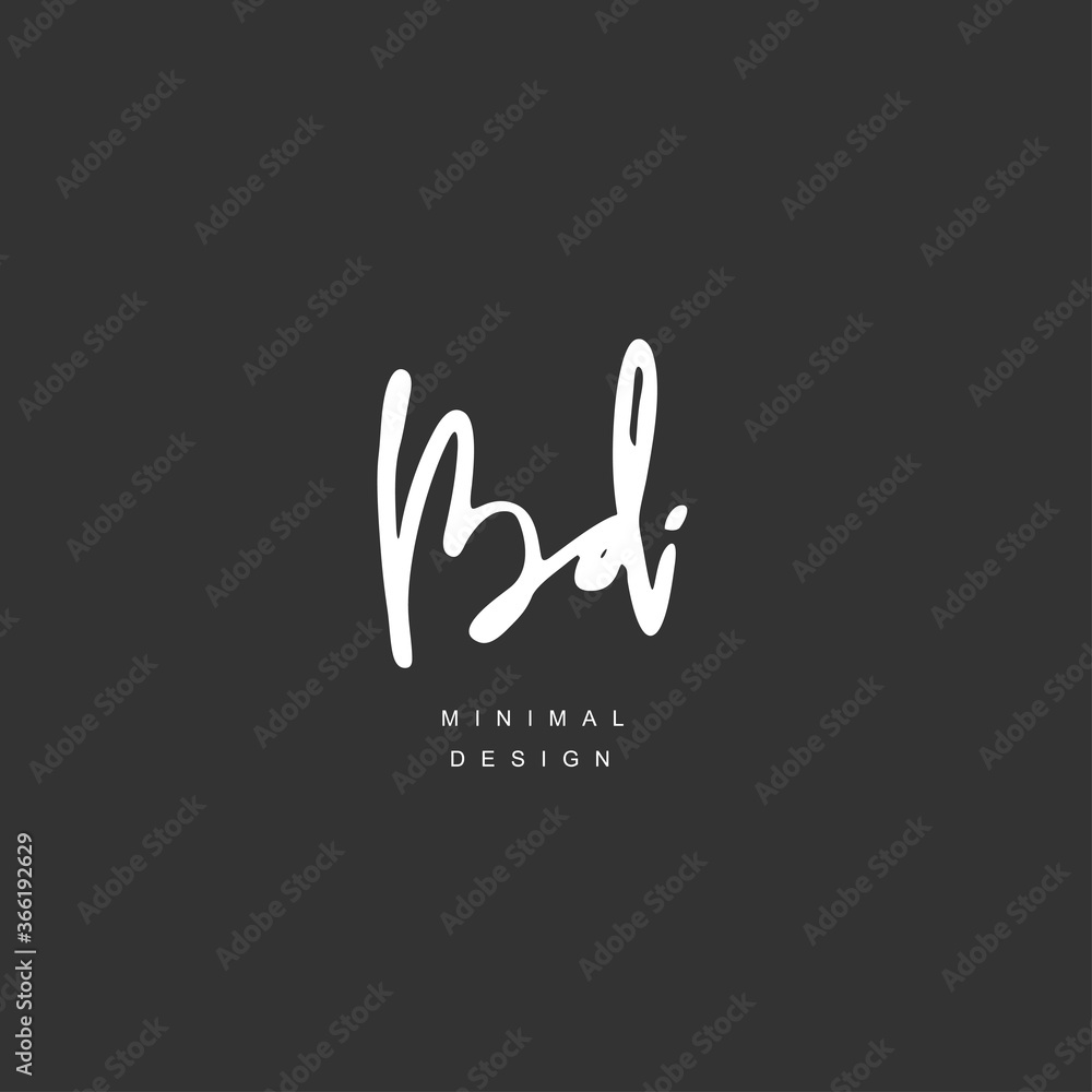 B D BD Initial handwriting or handwritten logo for identity. Logo with signature and hand drawn style.