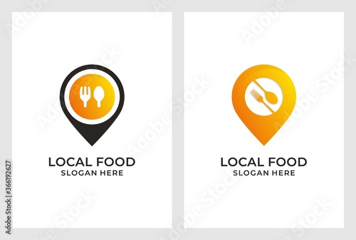 food location logo design premium vector.