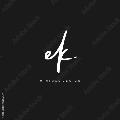 E K EK Initial handwriting or handwritten logo for identity. Logo with signature and hand drawn style.