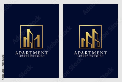 building logo design premium vector. usable for developer, contractor, builder, real estate, wealth management identity icon.
