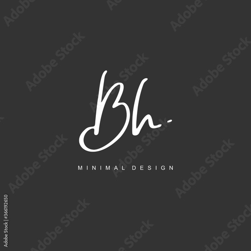 B H BH Initial handwriting or handwritten logo for identity. Logo with signature and hand drawn style.