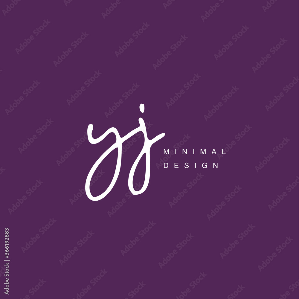 Fototapeta premium Y J YJ Initial handwriting or handwritten logo for identity. Logo with signature and hand drawn style.
