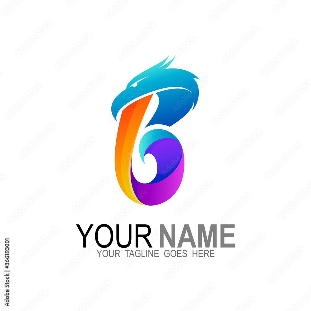 Obraz premium B logo, Letter B icon and eagle design combination