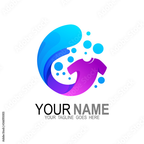 Laundry Logo Template Design Vector, Emblem, Concept Design, Creative Symbol, soap bubble icon