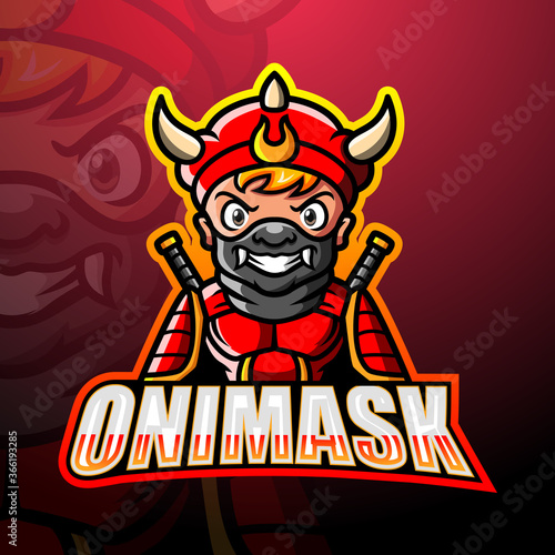 Oni mask mascot esport logo design