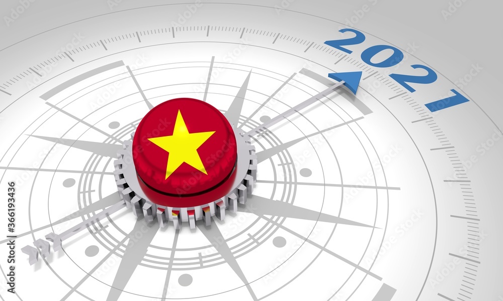New Year greeting card template. 2021 year number. 3D rendering. Flag of the Vietnam New Year greeting card template. 2021 year number. 3D rendering. Flag of the Vietnam