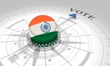 Voting concept. 3D rendering. Abstract compass points to the vote word. Flag of the India