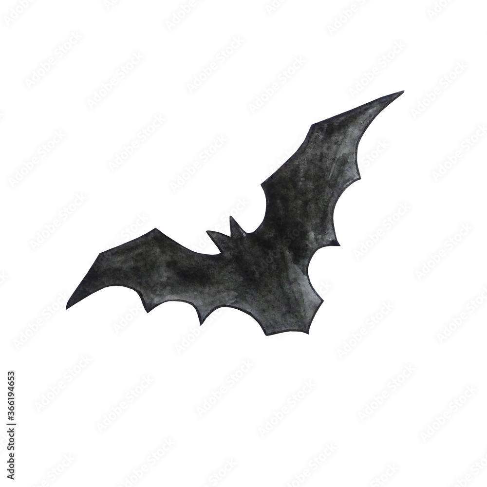 watercolor black silhouette of a bat watercolor black silhouette of a bat
