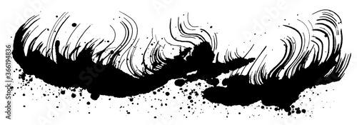 温泉の湯煙　手書き　毛筆イラスト