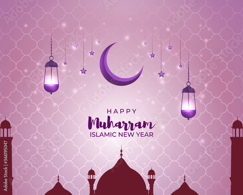 festive concept background for Islamic festival-Islamic new year, new Hijari year- happy muharram vector illustration 