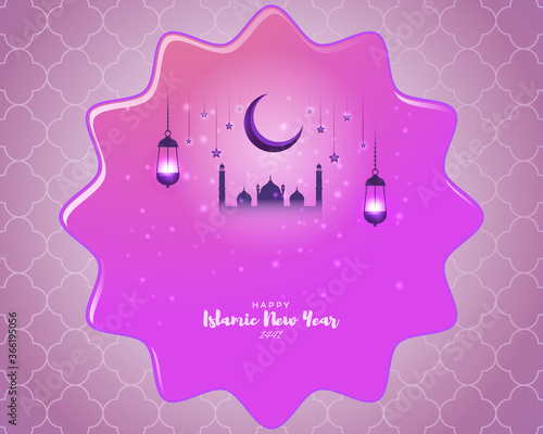 festive concept background for Islamic festival-Islamic new year, new Hijari year- happy muharram vector illustration 