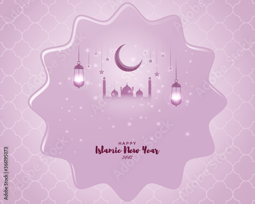 festive concept background for Islamic festival-Islamic new year, new Hijari year- happy muharram vector illustration 