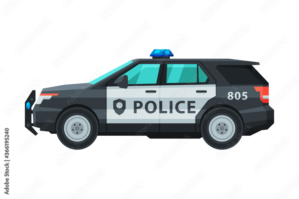 Police SUV Car, Emergency Patrol Vehicle Flat Vector Illustration Police SUV Car, Emergency Patrol Vehicle Flat Vector Illustration