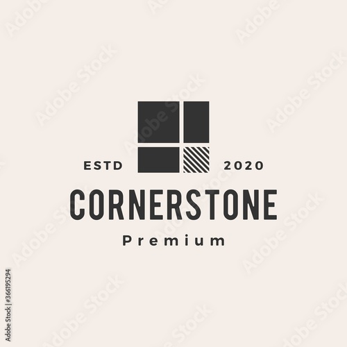 Fotografia cornerstone hipster vintage logo vector icon illustration