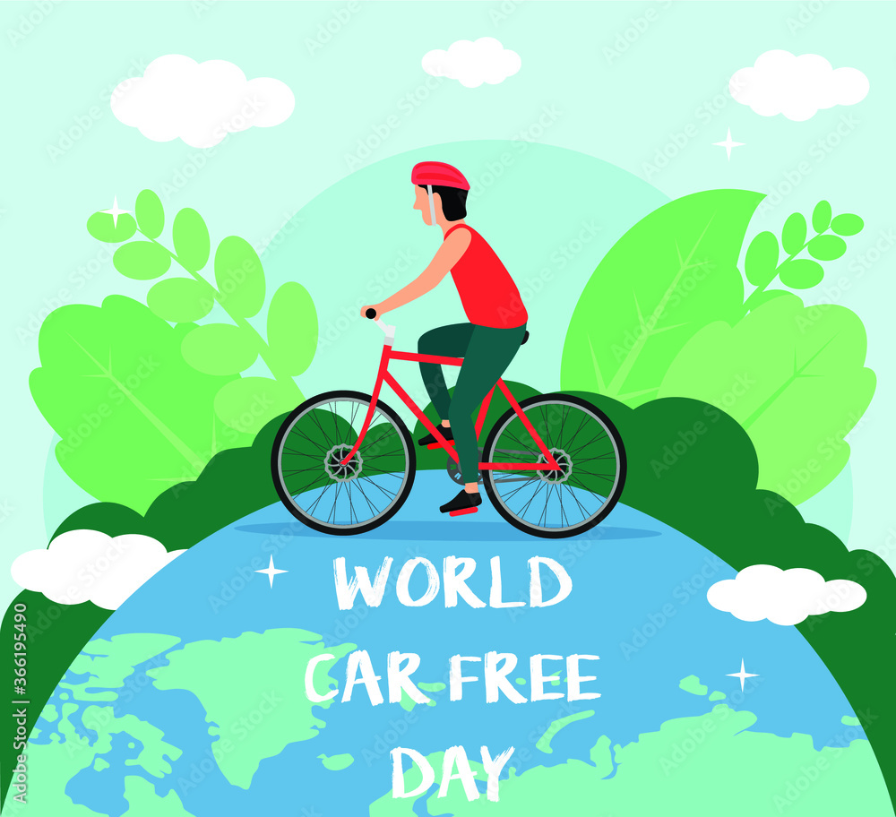 World Car free day with bicycle flat design style World Car free day with bicycle flat design style