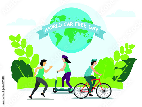 World Car free day background flat design