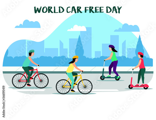 World Car free day flat design concept