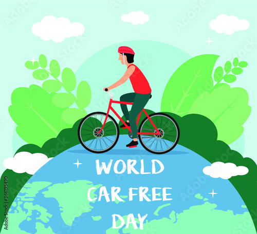 World Car free day with bicycle flat design style