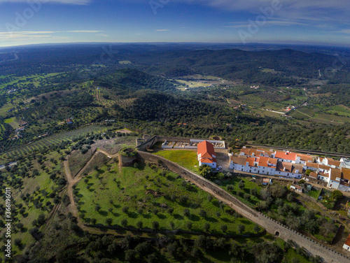 Aerial view in Evoramonte, Portugal near of Spain. Drone Photo